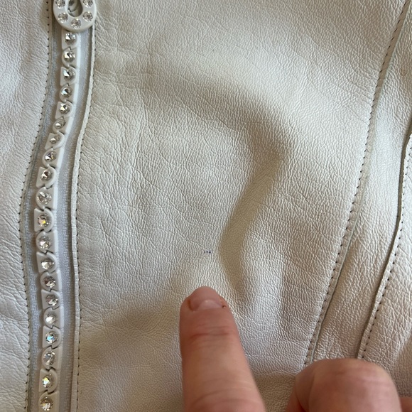 Kippy's Women's Jacket White 100% Leather BLING Size 8 - Picture 15 of 15